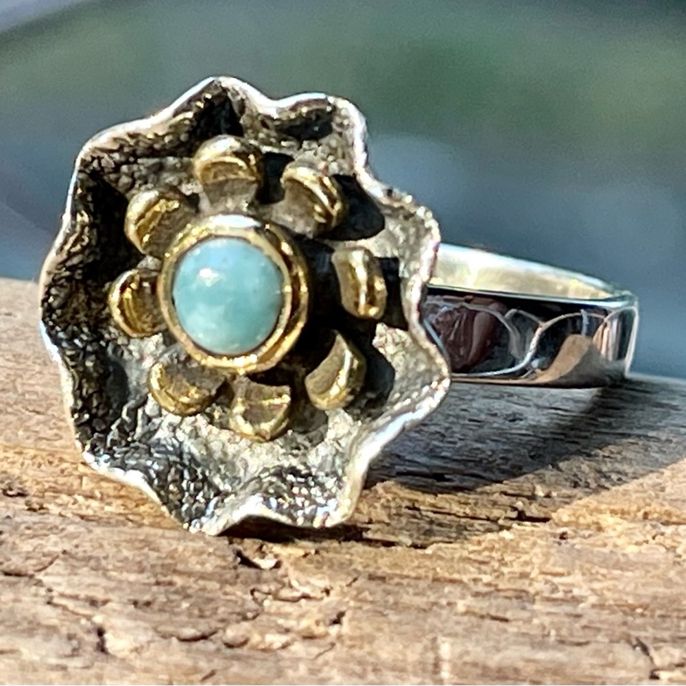 Smithsonite Two-Tone Solid 925 Sterling Silver Ri… - image 8